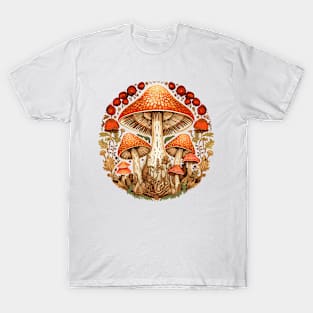 Minimalist Magic Mushroom Pattern T-Shirt